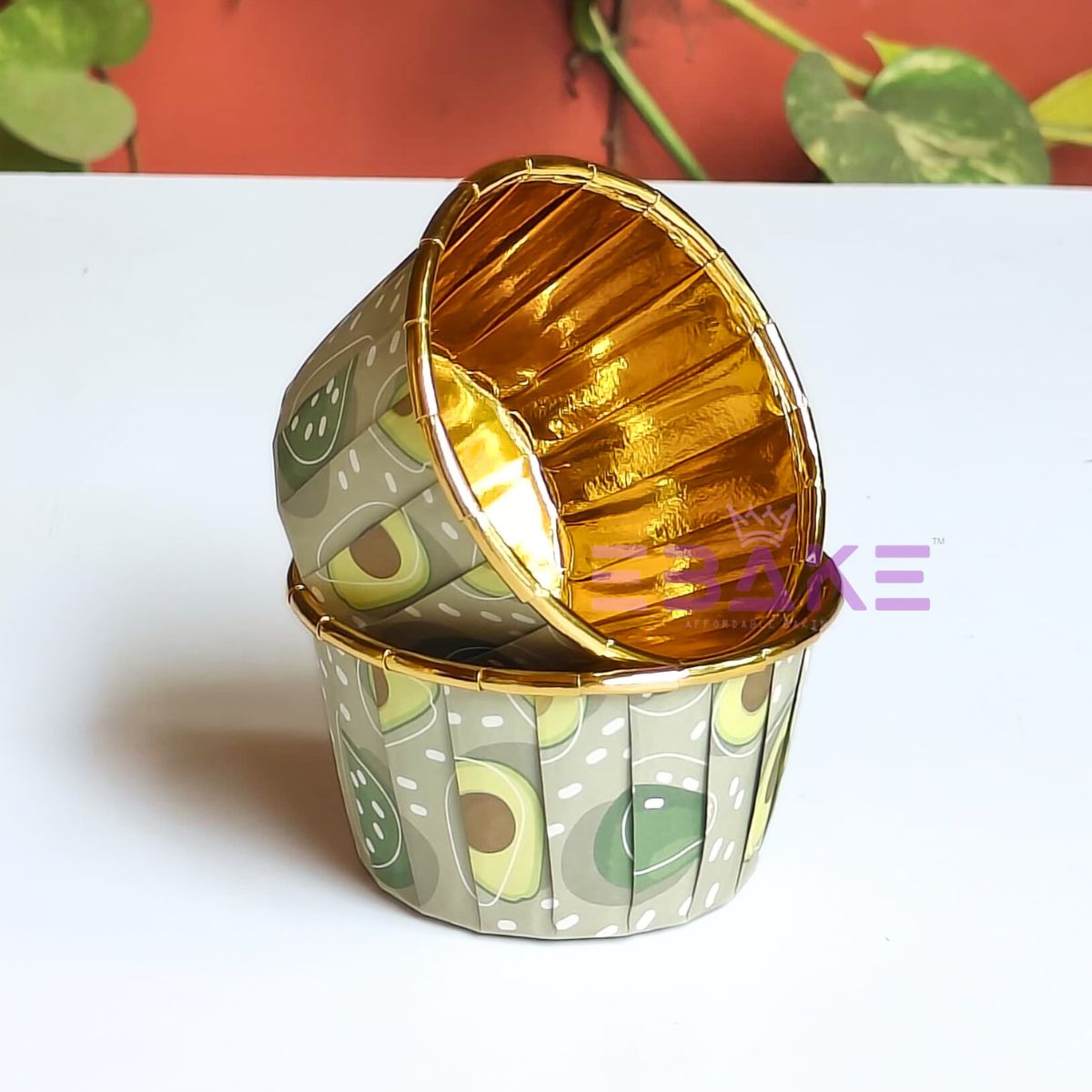 Imported Golden Lined Rolled Rim Muffin Cup / Cupcake Liners - Printed (Set of 25 pieces) Large