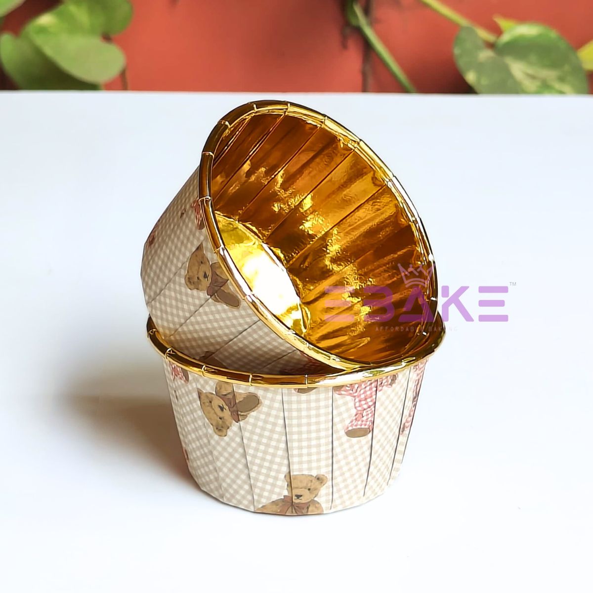 Imported Golden Lined Rolled Rim Muffin Cup / Cupcake Liners - Printed (Set of 25 pieces) Large