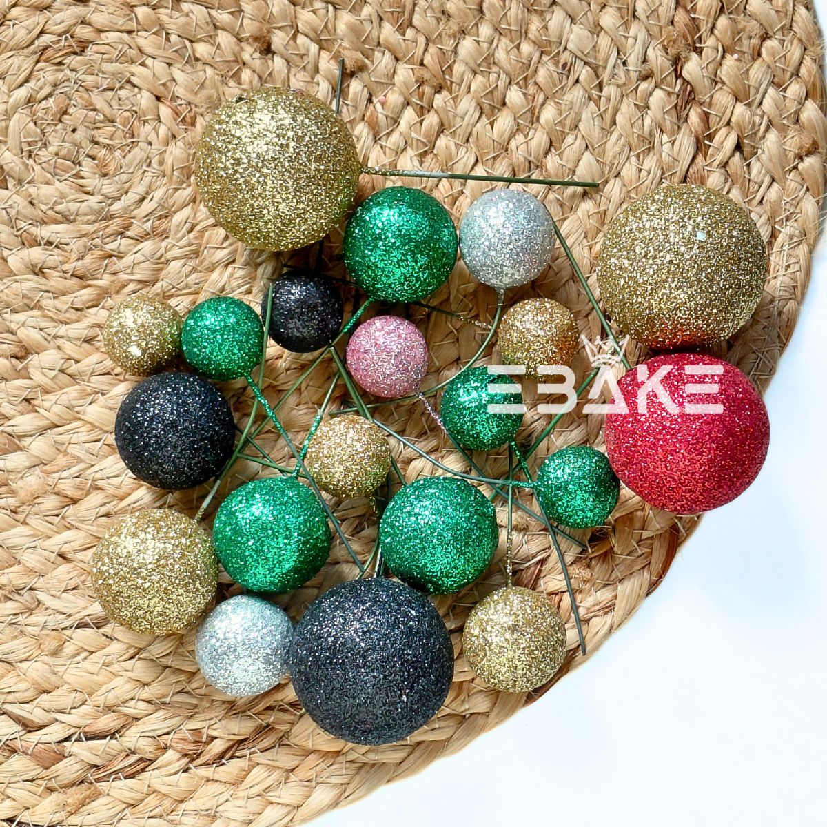 Glitter Faux Balls - Set Of 20 Pieces (Assorted)