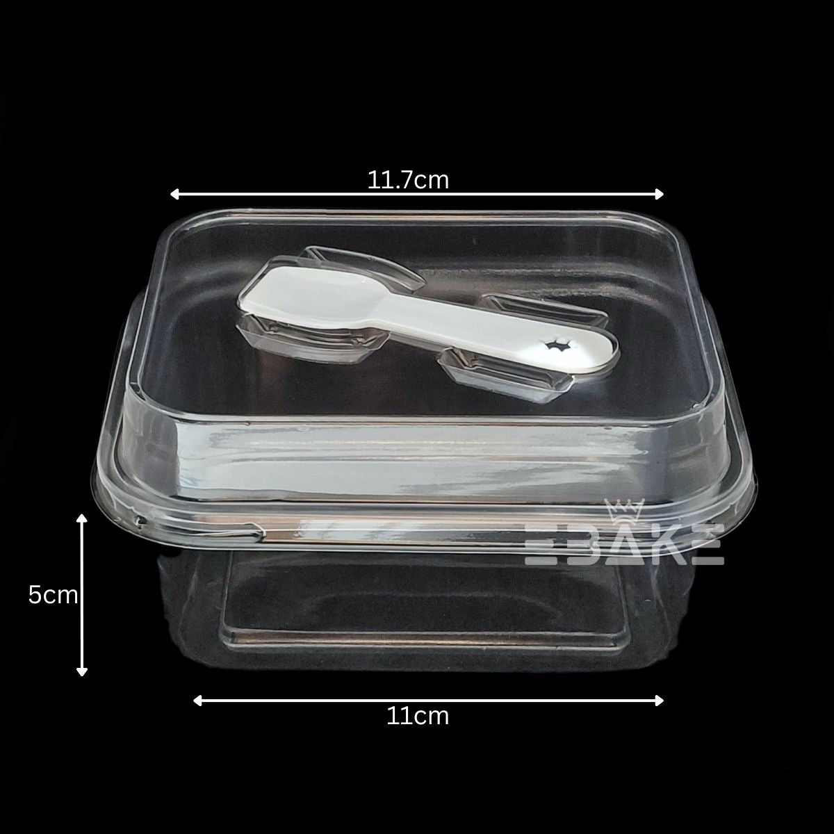 Large Rectangle PET Plastic Disposable Clear Container With Lid & Spoon For Desserts