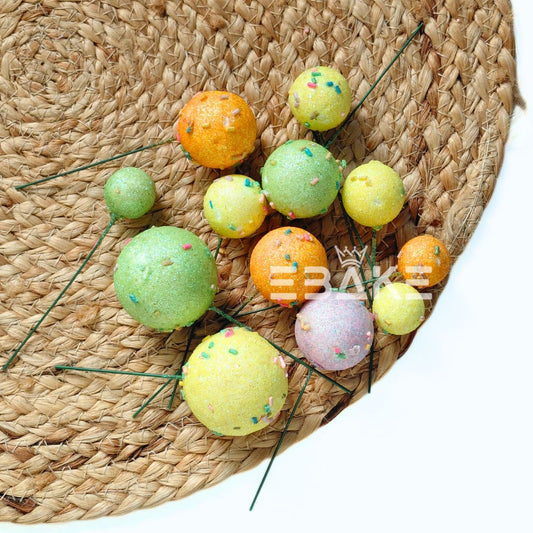 Mixed Balls With Sprinkles - Set Of 12 Pieces (Assorted colors and size)