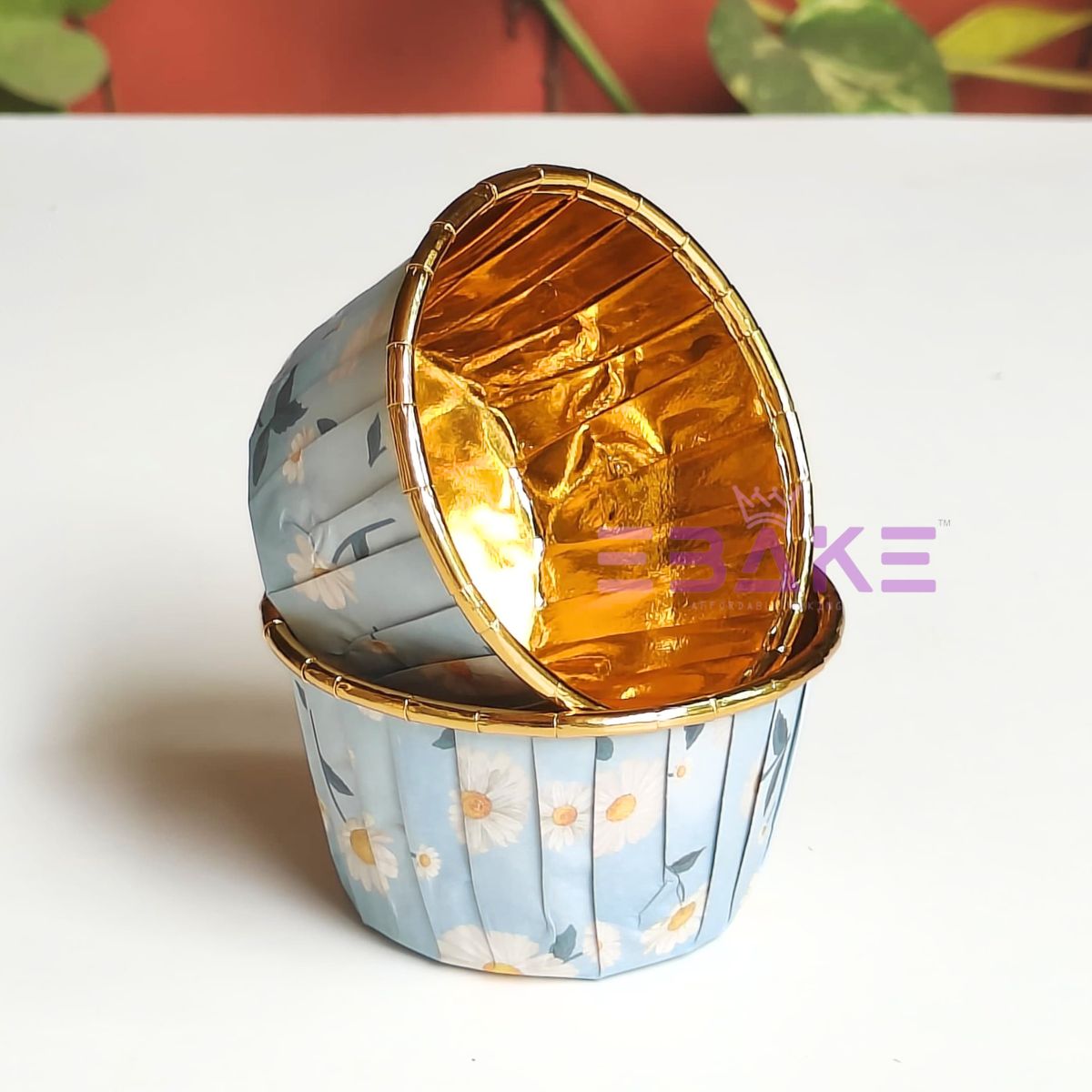 Imported Golden Lined Rolled Rim Muffin Cup / Cupcake Liners - Printed (Set of 25 pieces) Large