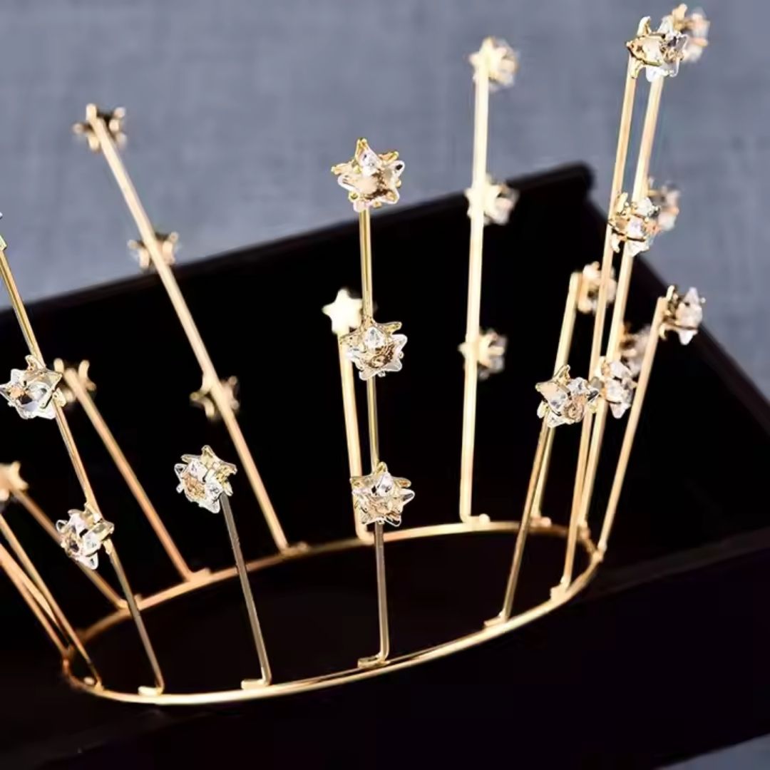 Large Premium Stars Cake Crown/Tiara - Gold