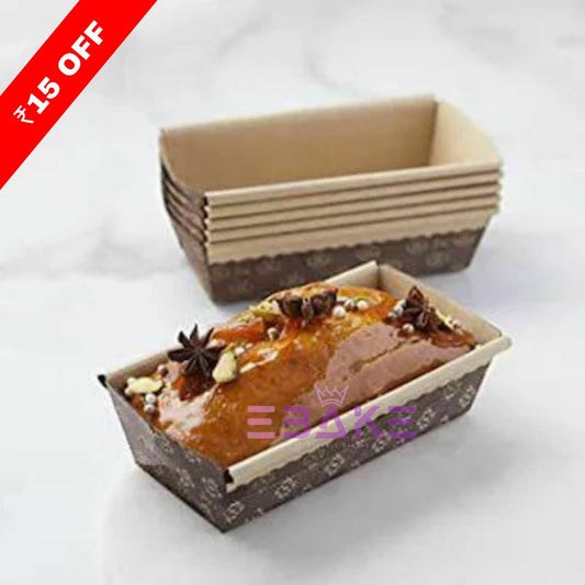 Loaf Cake Mould, Plum Cake Mould Bake And Serve Brown Kraft Small (Set of 5 Pieces) 15x6.5 cm