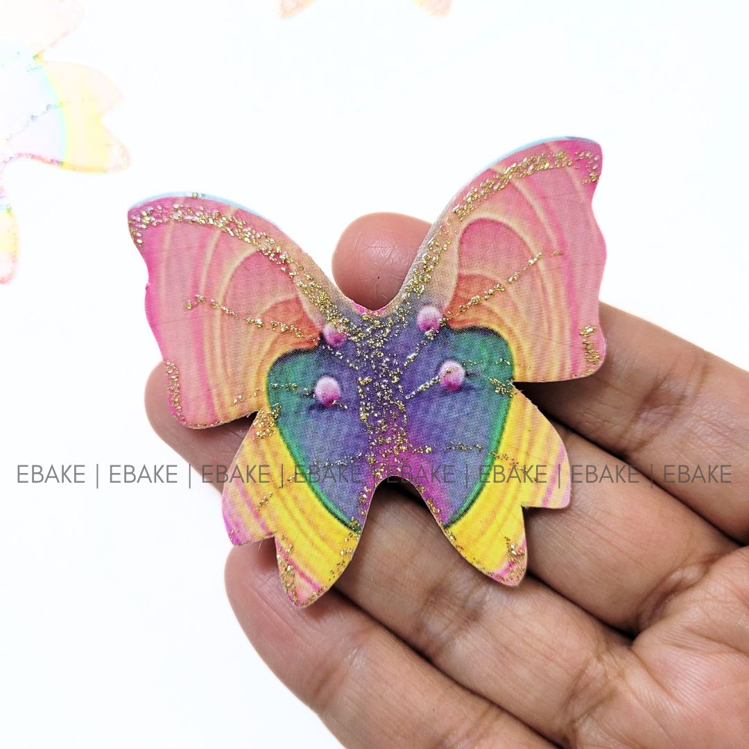 Colorful Paper Butterflies With Gold Glitter Foldable (Set of 10 Pieces)