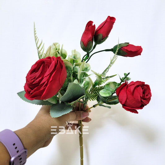 A1343 Rose Bunch With Fillers (2 Roses,3 Buds & Fillers)