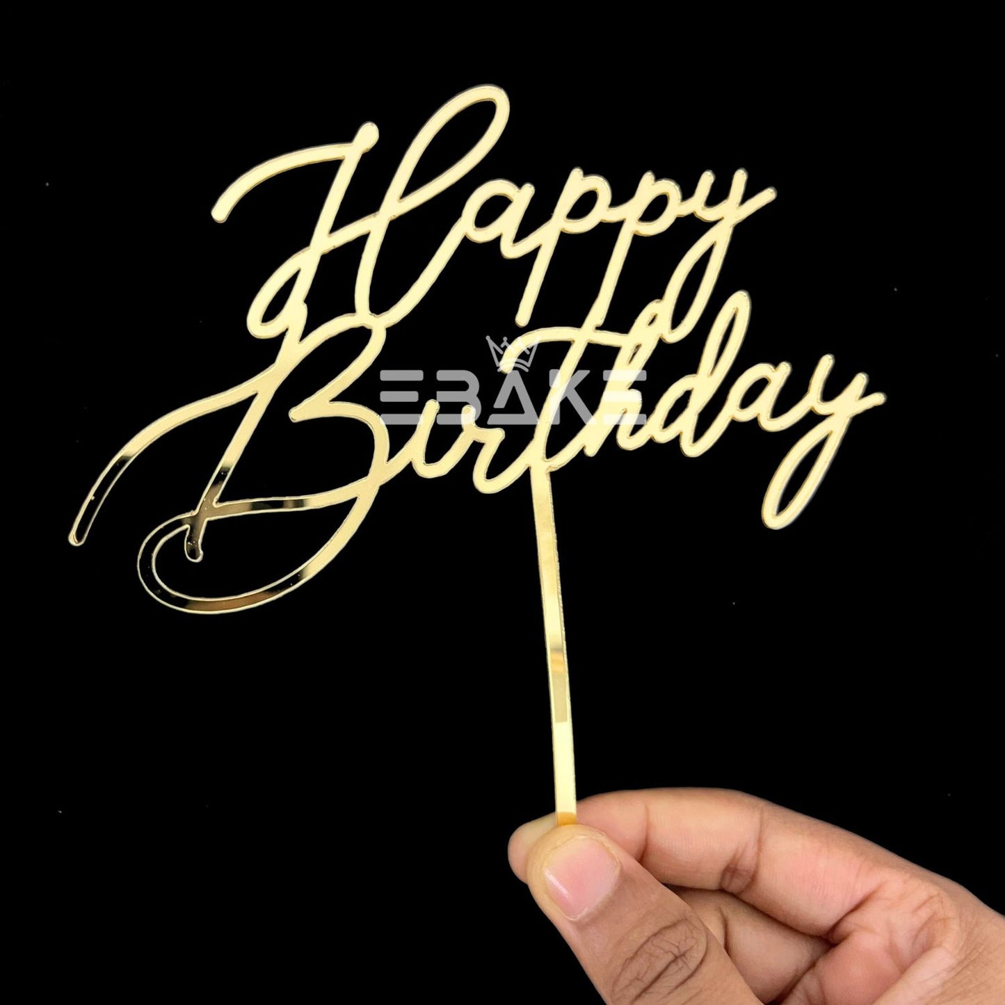 Happy Birthday Cake Topper Golden