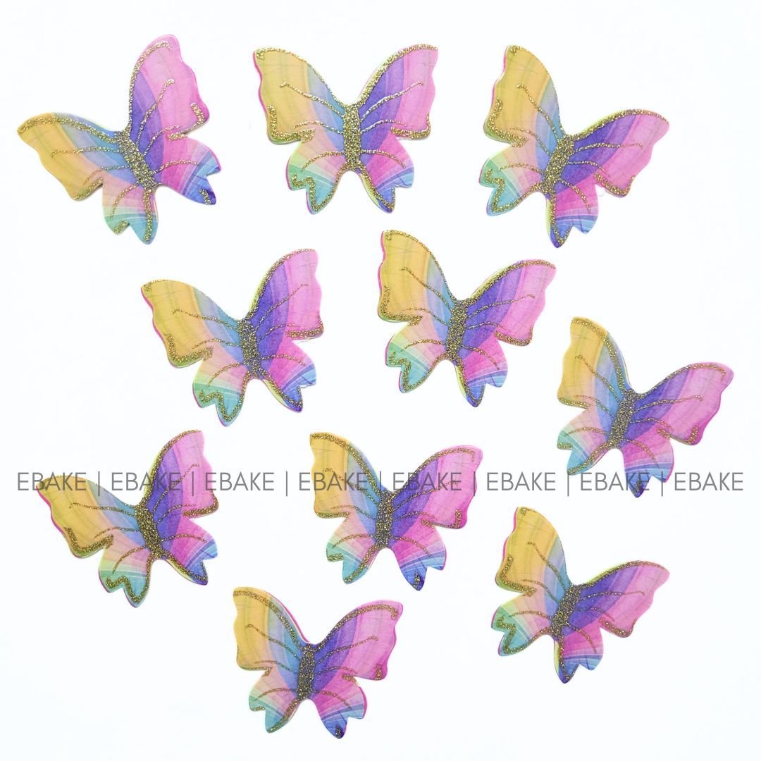 Colorful Paper Butterflies With Gold Glitter Foldable (Set of 10 Pieces)