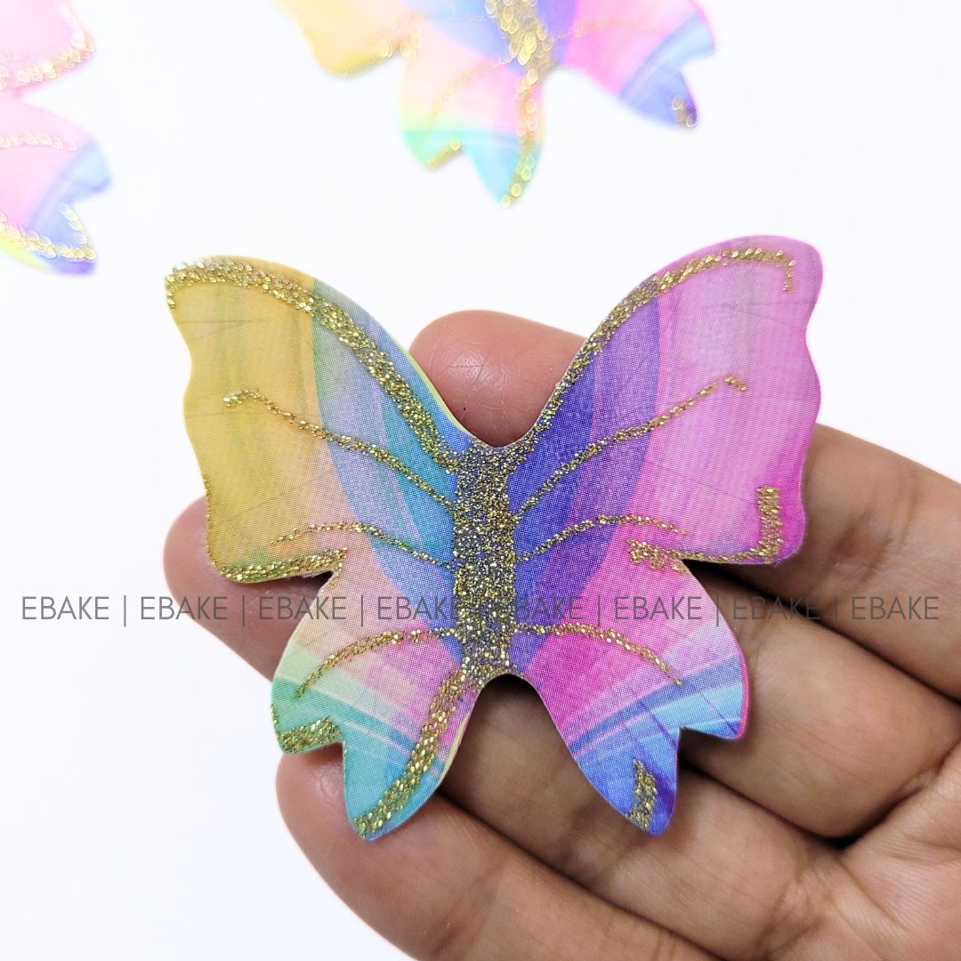 Colorful Paper Butterflies With Gold Glitter Foldable (Set of 10 Pieces)