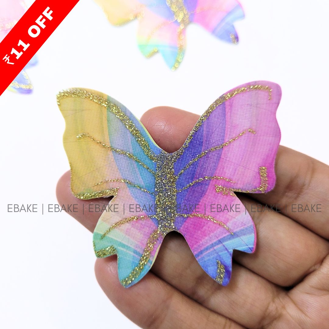 Colorful Paper Butterflies With Gold Glitter Foldable (Set of 10 Pieces)