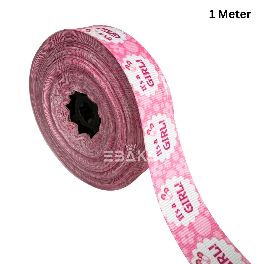 It's a Girl Printed Pink Grosgrain Ribbon