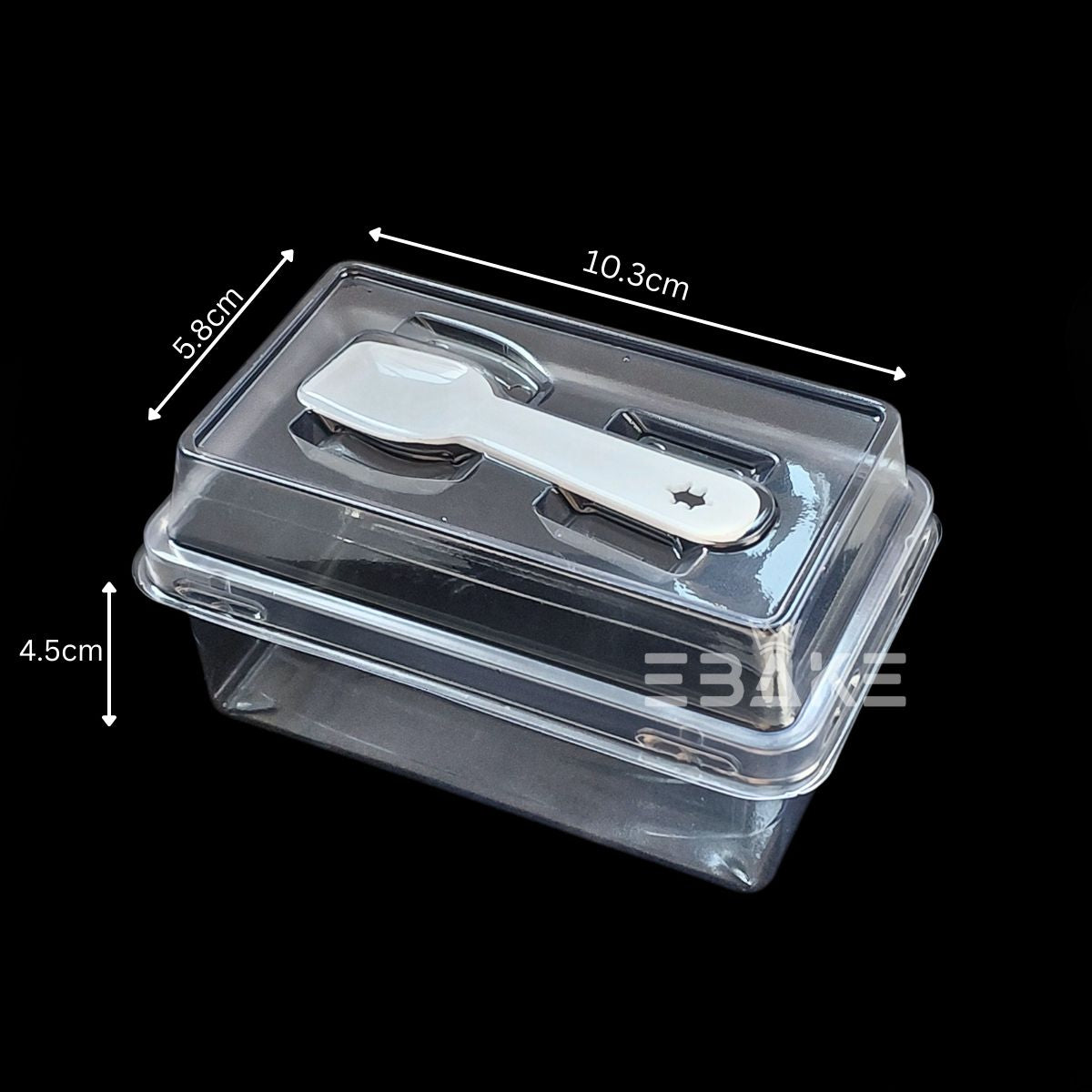 Rectangle PET Plastic Disposable Clear Container With Lid & Spoon For Desserts