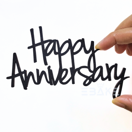 Happy Anniversary Cutout Black MDF (Cake Charm)