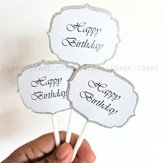 Birthday Paper Topper Silver (Set of 3 pieces)