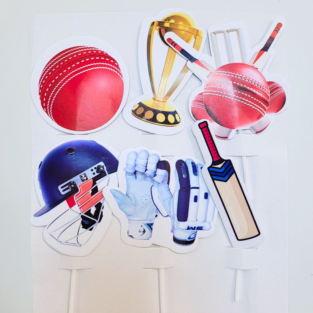 Cricket Theme Paper Topper (Set of 6) Assorted