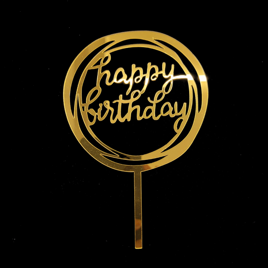 Happy Birthday Acrylic Cake Topper Gold
