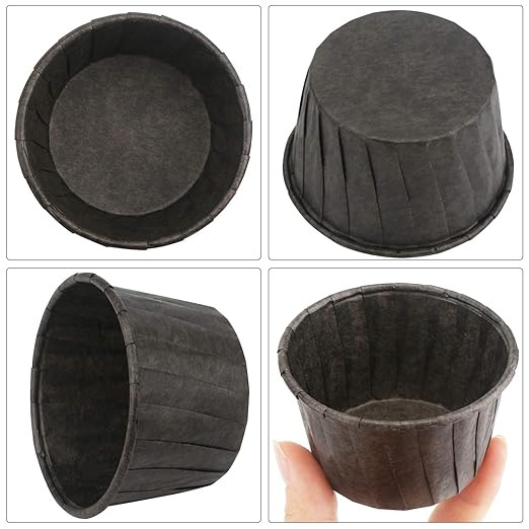 Imported  Rolled Rim Muffin Cup / Cupcake Liners - Black (Set of 50 pieces) Small