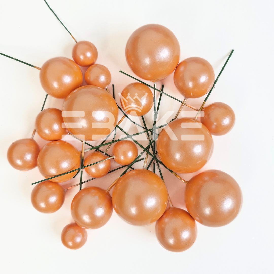 Pearl Finish Orange Faux Balls - Set Of 20 Pieces