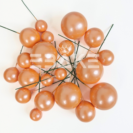 Pearl Finish Orange Faux Balls - Set Of 20 Pieces