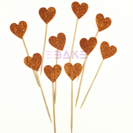 Heart Glitter Topper - Orange