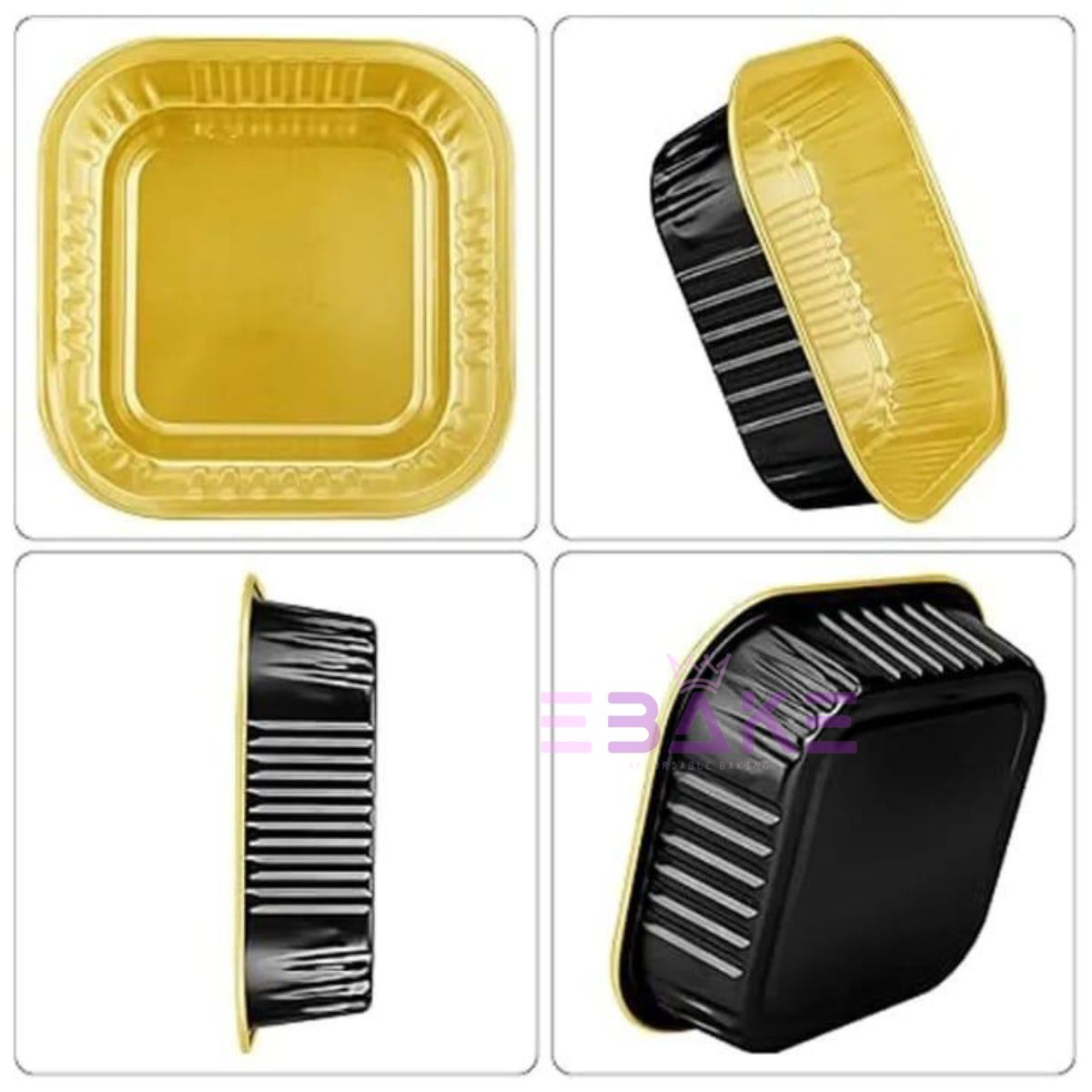 Aluminium  Foil Square Baking Cup With Lid (Black)