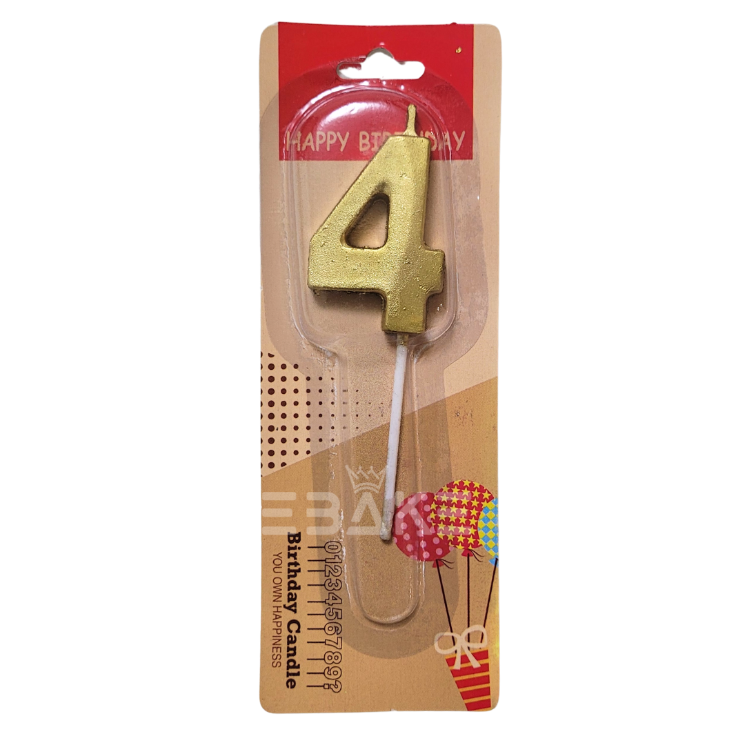 Number Candles Golden Metallic - (Single Piece)