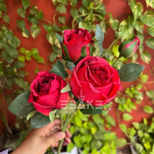 A1527 Premium Lifelike Rose Bunch Red