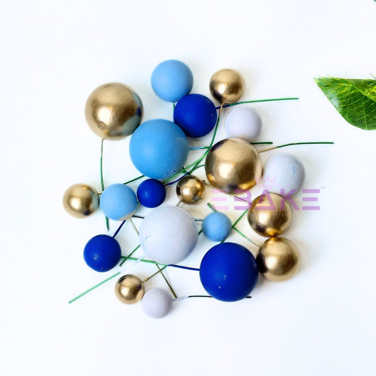 Blue Mix Faux Balls- Set Of 20 Pieces