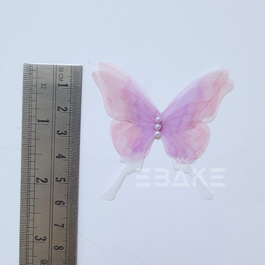 Four Layer Fabric Butterflies - Pink (Set of 5 Pieces)