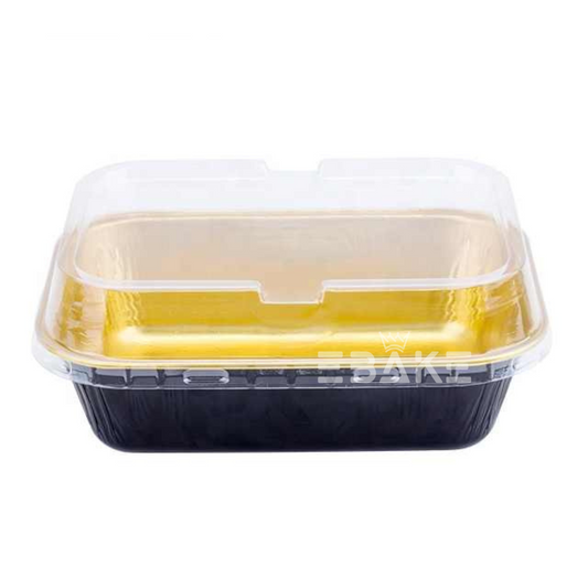 Rectangle Aluminium Foil Baking Cups With Lids Black