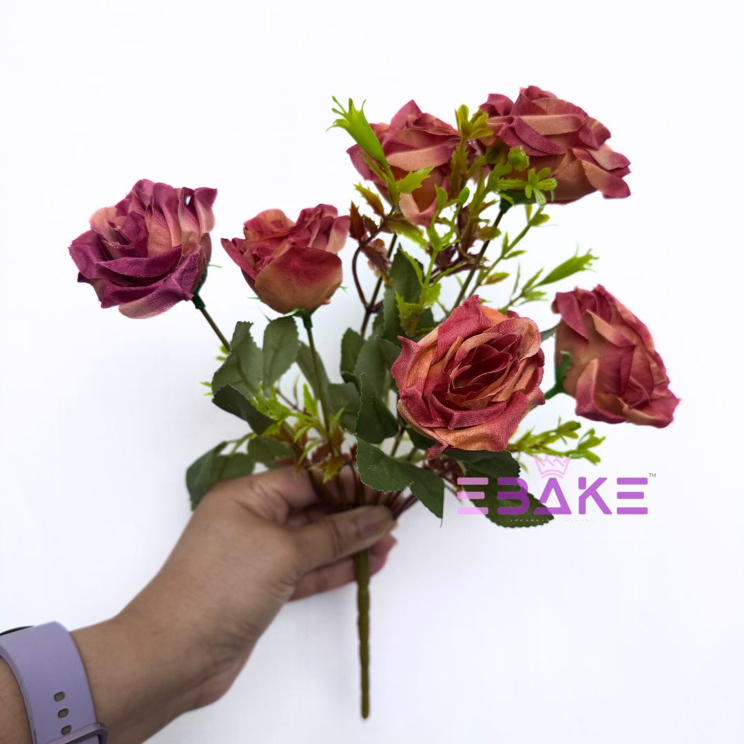 Rust Rose Color A1259 Rust Rose Bunch (6 Roses With Fillers) – EBAKE