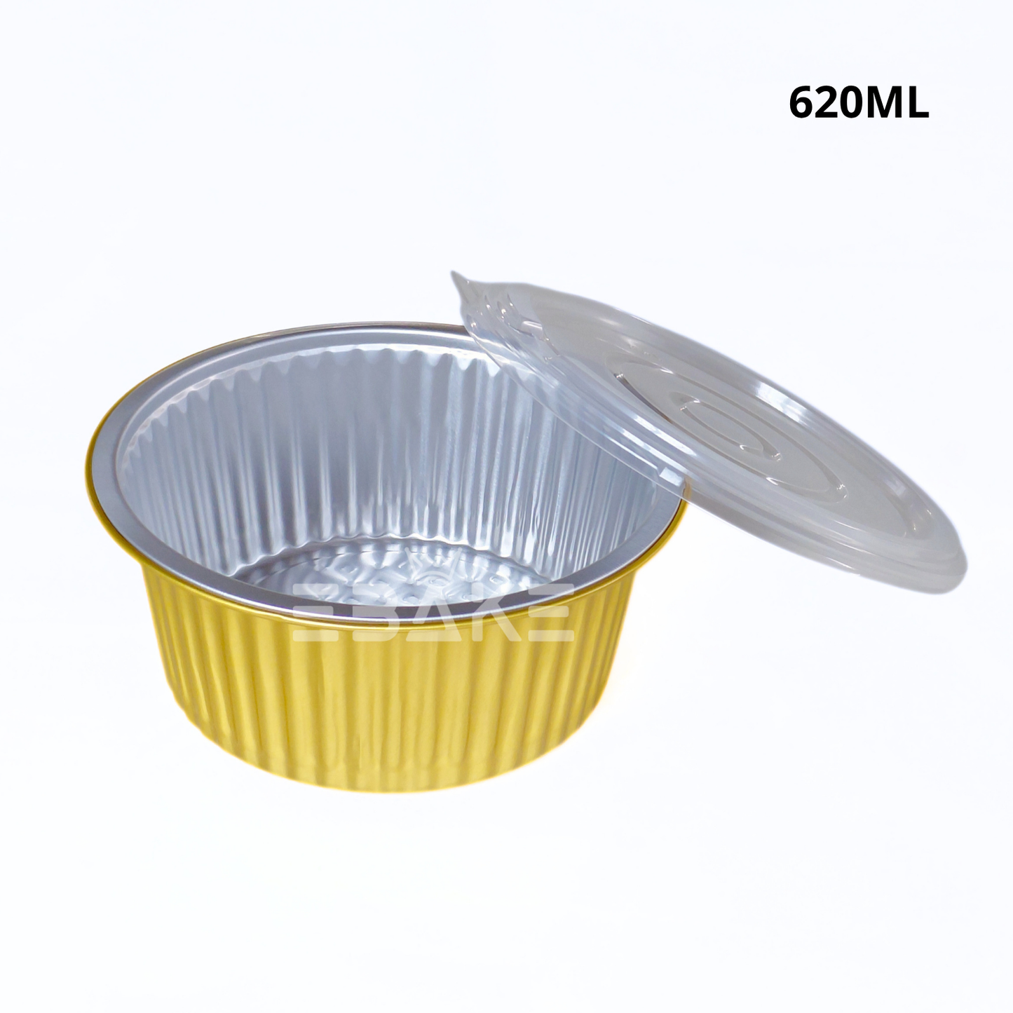 620ml Round Aluminium Foil Baking Cups With Lid Gold