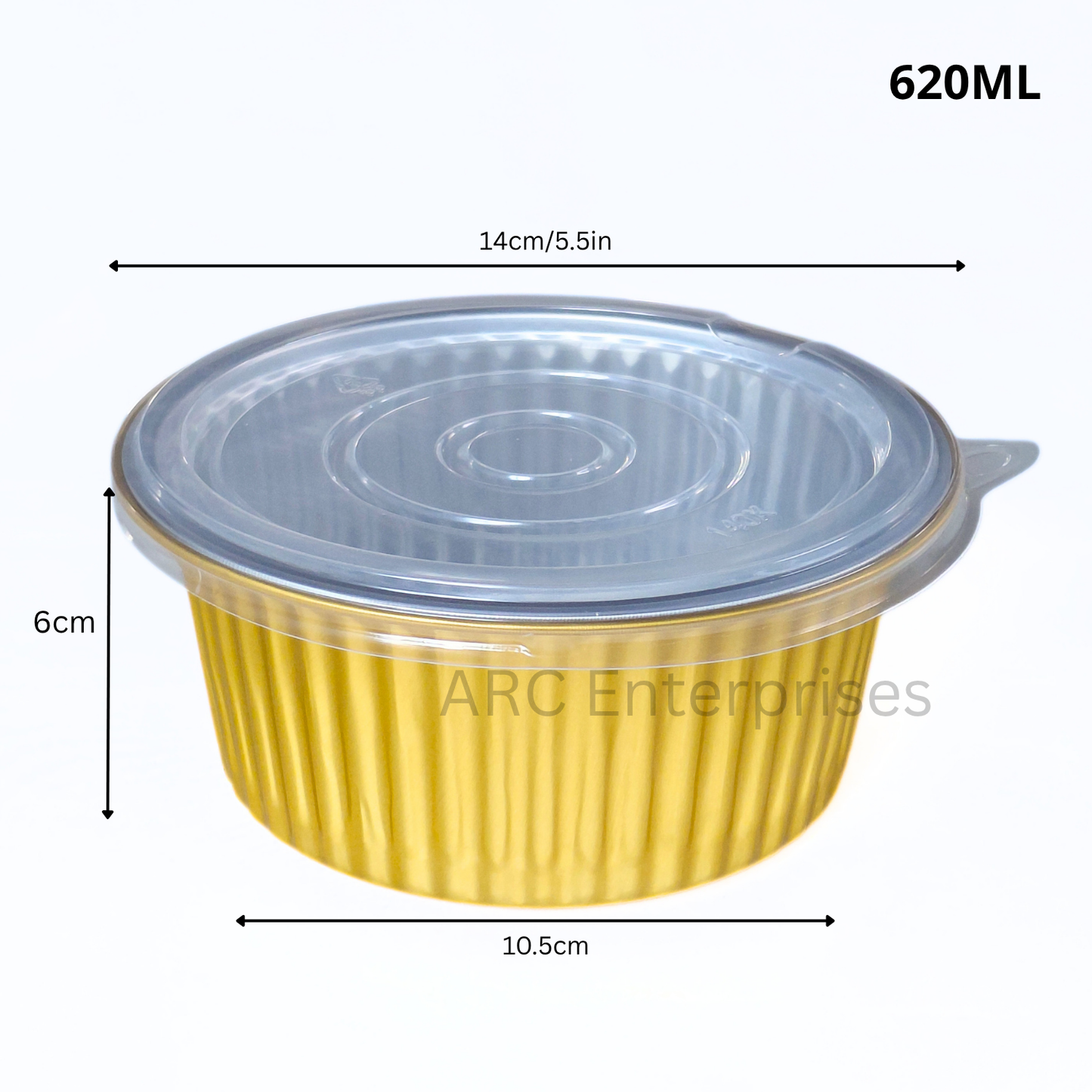 620ml Round Aluminium Foil Baking Cups With Lid Gold
