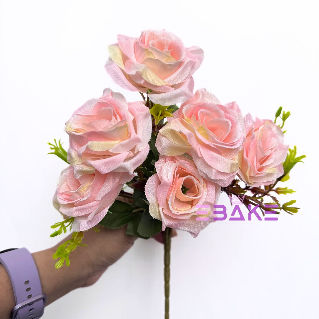 A1260 Pink Mix Rose Bunch (6 Roses With Fillers)