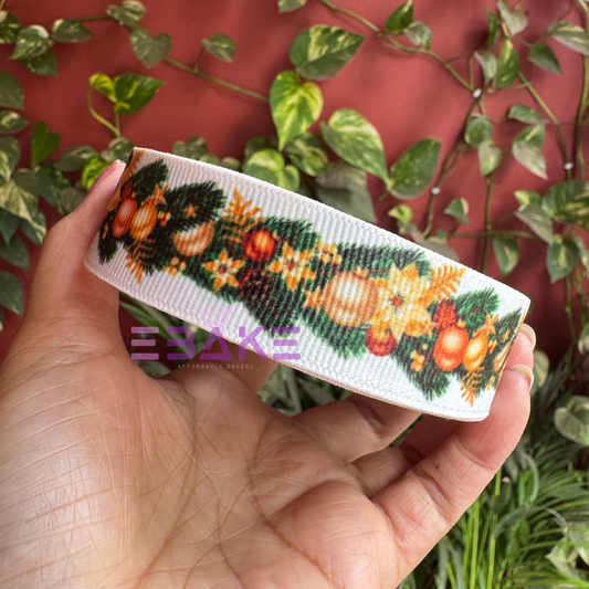 Green Printed Grosgrain Ribbon