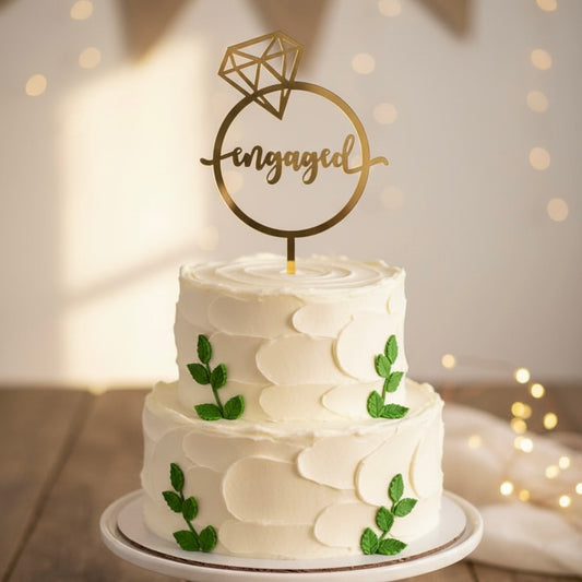 Engaged Cake Topper Golden