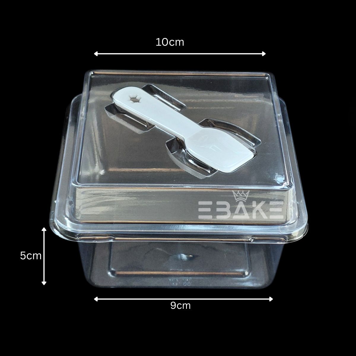 Square PET Plastic Disposable Clear Container With Lid & Spoon For Desserts