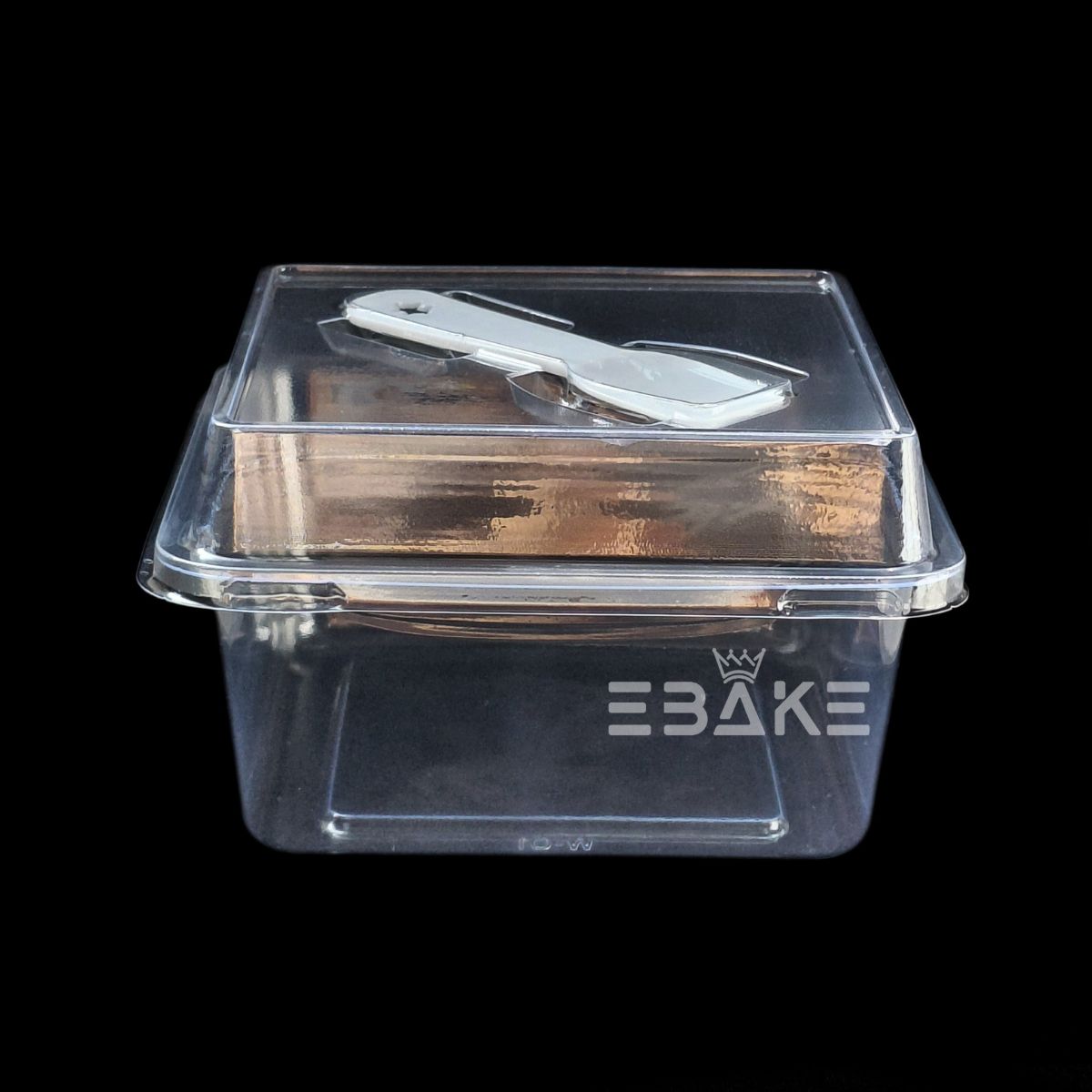 Square PET Plastic Disposable Clear Container With Lid & Spoon For Desserts