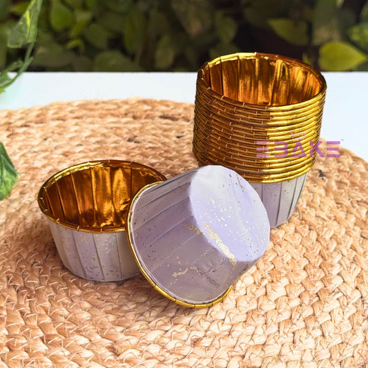 Imported Golden Lined Rolled Rim Muffin Cup / Cupcake Liners - Marble Printed (Set of 25 pieces) Large