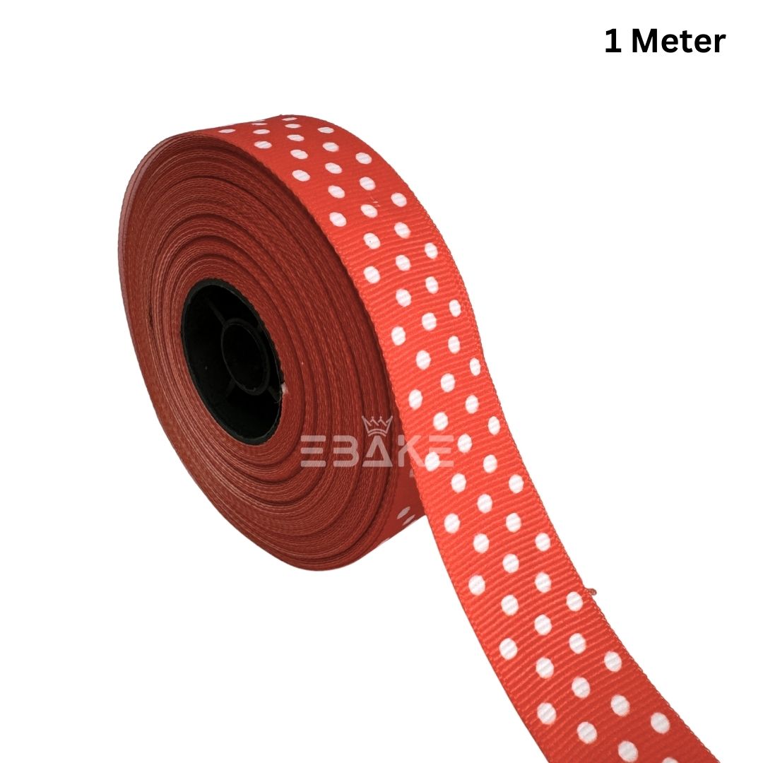 Red Polka Dot Printed Grosgrain Ribbon