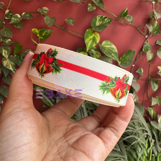 Bell Printed Grosgrain Christmas Ribbon