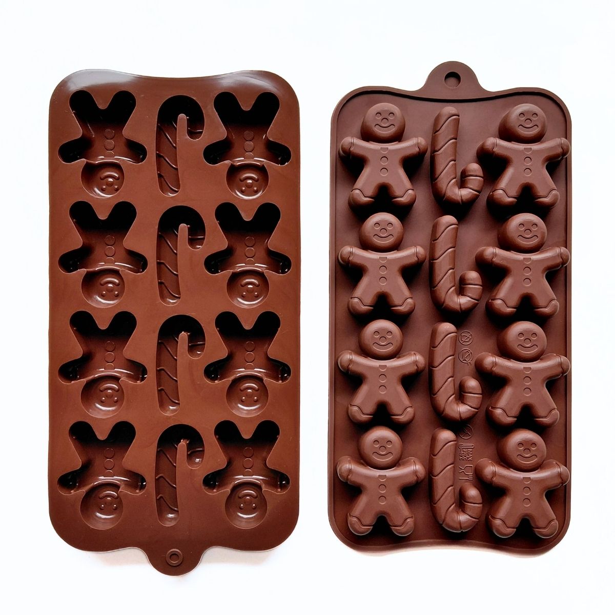 12 Cavity Ginger Breadman & Candy cane Chocolate Silicone Mould