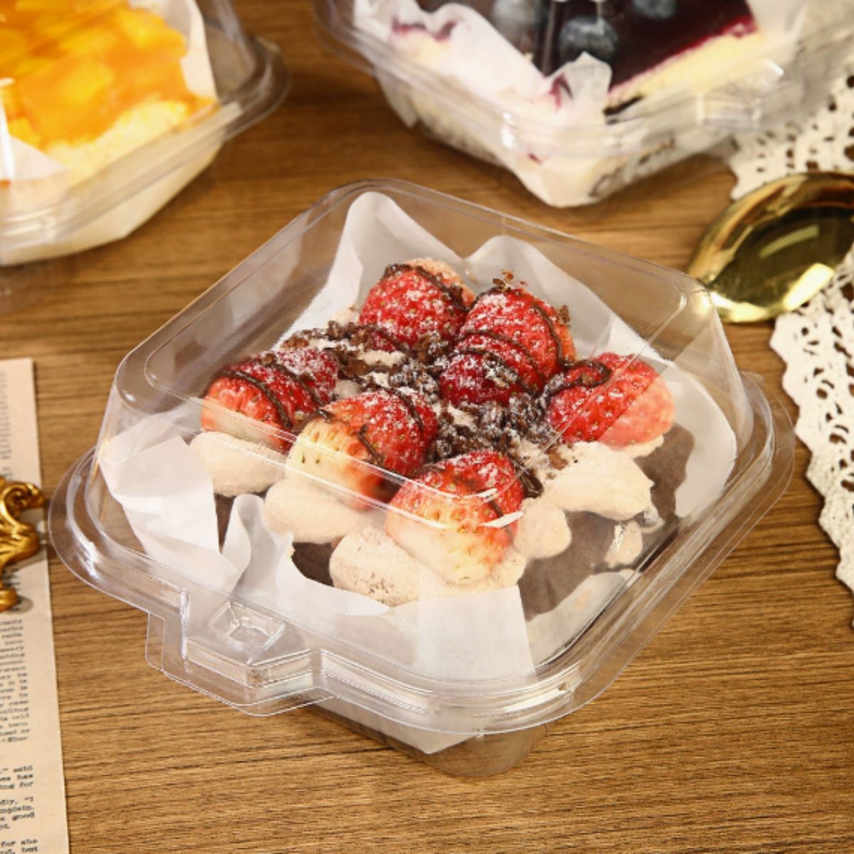 PVC Bento Cake Box - Small (Set of 5) Transparent