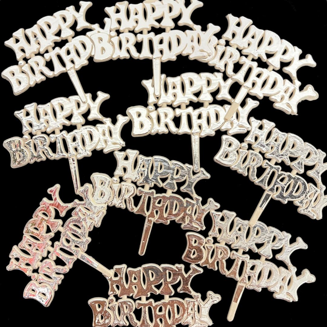 Happy Birthday Mini Topper Plastic (Set of 10 pieces)