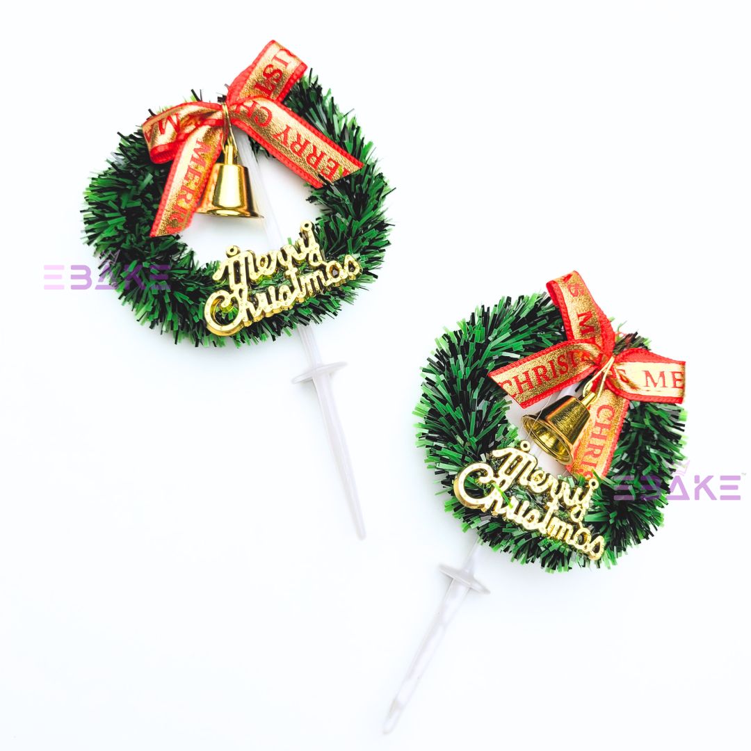 Merry Christmas Cake Topper Christmas Wreath Cake Decoration A1282