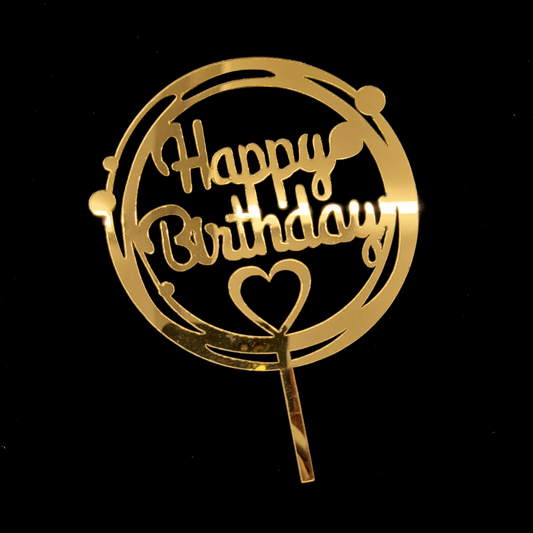 Happy Birthday Acrylic Cake Topper Gold