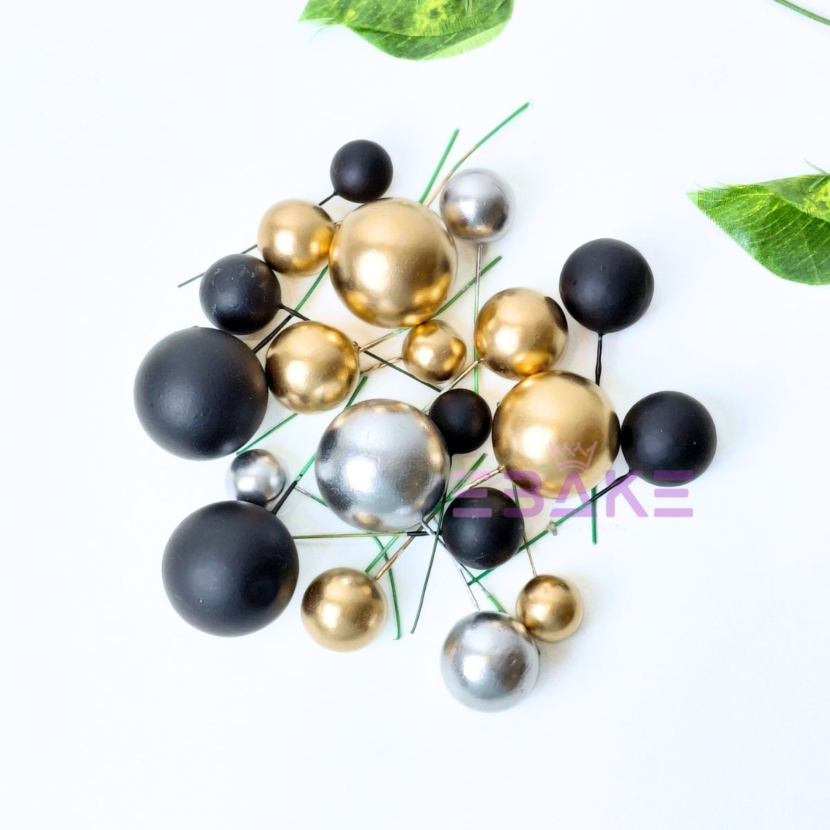 Black Mix Faux Balls- Set Of 20 Pieces