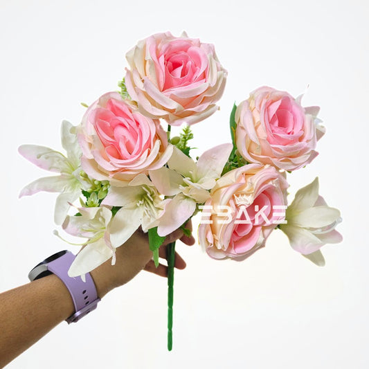 A1727 Light Pink Rose Bunch With Fillers
