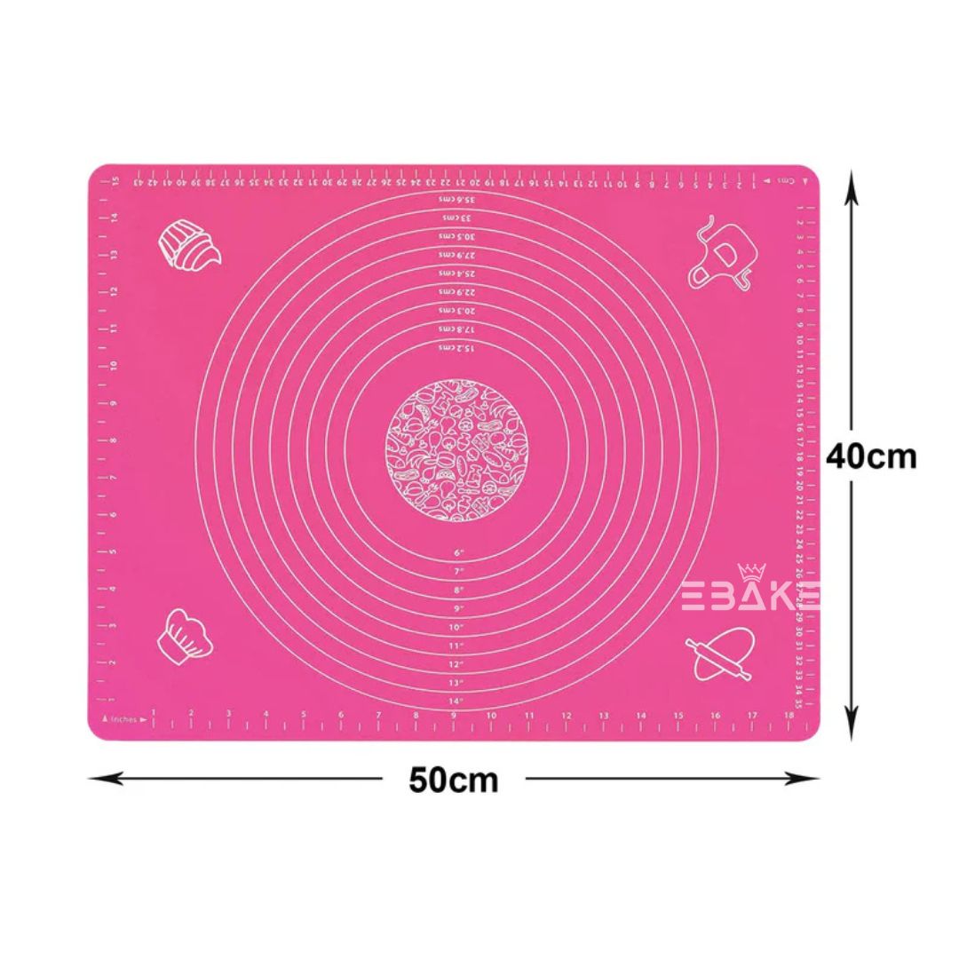 Pink Silicone Non Stick Multipurpose Baking Mat for Kneading & Fondant Rolling