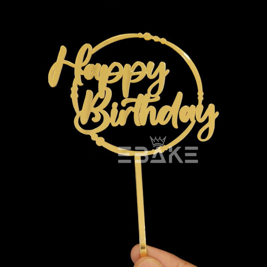 Happy Birthday Cake Topper Golden